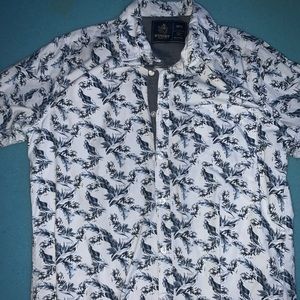 Fancy thick material casual white button up tshirt